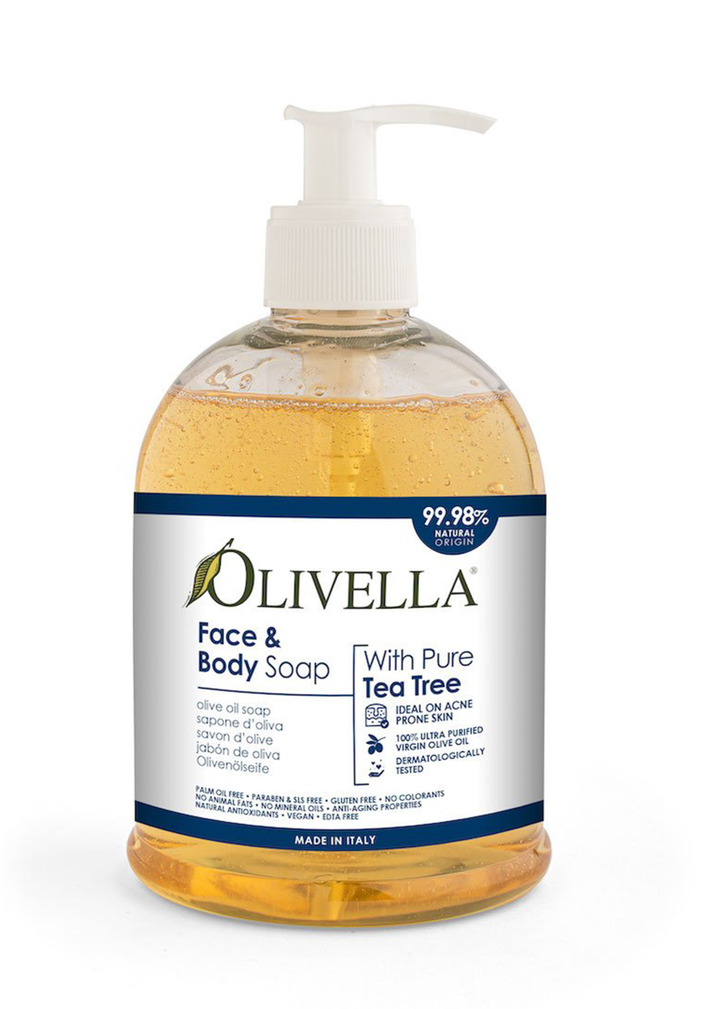 Olivella Tea Tree Liquid Soap Ideal on Acne Prone Skin - 16.9 Oz